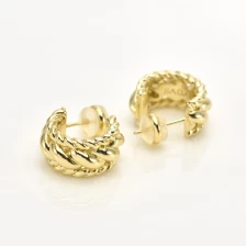 China 18K Gold Plated Wide Twisted Hoop Earring. manufacturer