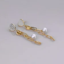 China Long Chain Tassel White Pearls Earrings. manufacturer