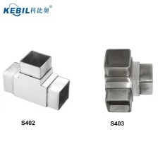 China 30mm/40mm 3 Way Square Tube Connectors 3-Way Flush Elbow Stainless Steel Handrail Elbow Fittings manufacturer