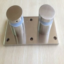 China 316 Brushed Stainless Steel Standard Glass Rail Double Standoff Fitting with Mounting Plate manufacturer