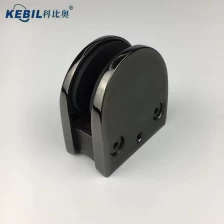China Black Glossy Mirror Polished Stainless Steel D Shape Glass Panel Clamp Clip manufacturer