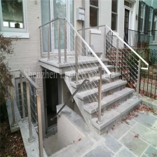 China Outdoor stairway brushed 316 stainless steel cable railing design manufacturer
