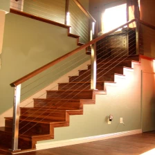 China stainless steel staircase cable railing with wood handrails manufacturer