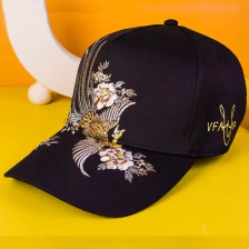 China 5 panels embroidery logo sports black vfacaps baseball caps manufacturer