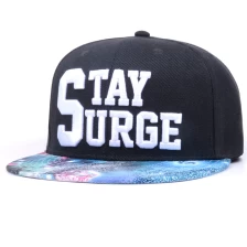 porcelana 6 paneles cap snapback negro personalizado fábrica fabricante