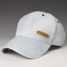 China Custom 6 panel baseball cap with leather patch manufacturer
