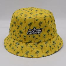 China aungcrown embroidery logo summer printing fabric bucket hats manufacturer