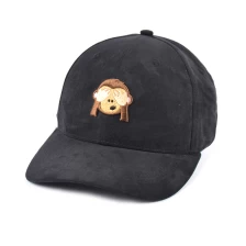Chine chapeaux de baseball en daim noir brodé logo personnalisé fabricant