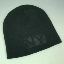 China black winter beanie hat with high density logo manufacturer
