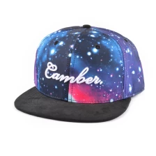 Cina cappelli di snapback della galassia del bordo della pelle scamosciata del ricamo 3d su ordinazione produttore