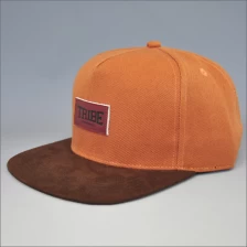 China custom 5 panel flat suede brim caps manufacturer