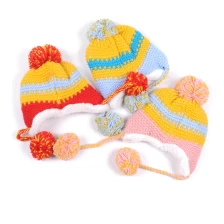 China custom baby winter hats with ball on top, baby beanie hat design manufacturer