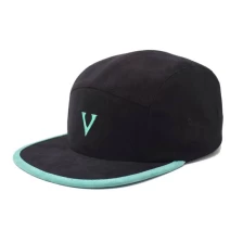 China custom plain vfa black suede 5 panels snapback hats manufacturer