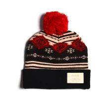 China customize jacquard winter beanie with pom manufacturer