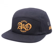 porcelana diseño bordado negro borde plano 5 paneles gorra personalizada fabricante