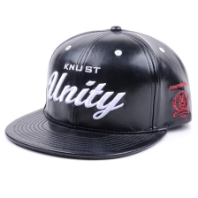 China embroidery logo leather snapback hat manufacturer