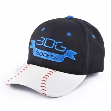 Chine logo de broderie sport chapeaux de baseball à bord en cuir personnalisé fabricant