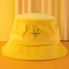 China embroidery vfa logo yellow corduroy bucket hats custom manufacturer