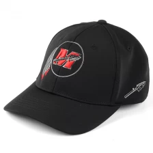 China flat embroidery black fitted baseball cap manufacturer