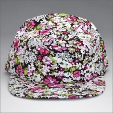porcelana Tela floral en blanco del panel 5 casquillos del snapback fabricante