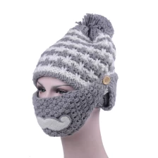 China knitted hats pom winter beanies with face mask manufacturer