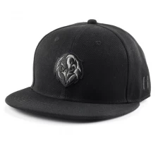 China plain embroidery black flat bill snapback caps custom manufacturer