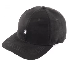China effen suède baseballcap zwart 6 panelen hoeden fabrikant
