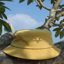 China plain vfa embroidery logo yellow corduroy bucket hats manufacturer