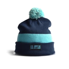 Cina berretti invernali pom pom strisce berretti a maglia personalizzati produttore