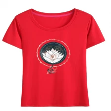Κίνα Γυναικεία βαμβακερή άνοιξη Lotus γραφική εκτύπωση t πουκάμισο κατασκευαστής