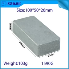China 1590g 100 * 50 * 26 * MM de alumínio metal stomp caixa caixa de efeito gabinete de efeito pedal fabricante