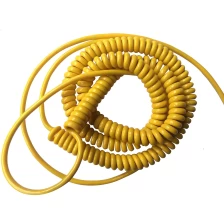 China 1000 mm coil closed length 5 6 7 8 core yellow pur material coiled cable extend lengh reach 10 meters long manufacturer