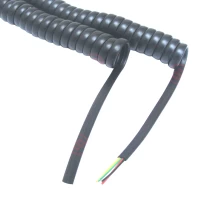 China 2 Meter 4-adriges schwarzes flexibles PVC-Mantel-Spiralkabel Hersteller China Hersteller