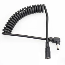 China 2 core black 90 degree right angle DC 5525 female to male plug PU jacket spiral power cable manufacturer