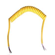 China 2 core tinned wire copper PU PUR Yellow coiled cable manufacturer manufacturer