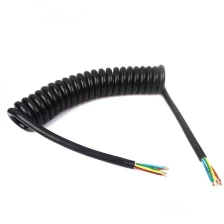 China 22 AWG 6 core 7 core 8 core stranded bare copper wire bright pu jacket coiled power cable manufacturer