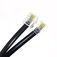 China 28 AWG 4 wire straight rj11 6p4c modular plug telephone cable black 2 M manufacturer