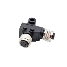 China 3 4 5 8 12 core M12 L Type Right angle Elbow Female to Female Cable Adapter Connector manufacturer