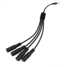 China 3 core 3.5mm Headphone Stereo Audio Y Splitter jack 1 male to 4 female cable manufacturer