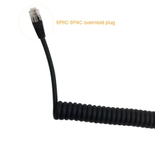 China 4 core 6 core RJ11 RJ12 6P4C 6P6C overmold type telephone coiled cable manufacturer