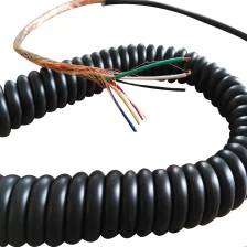 porcelana 6 núcleo de cobre trenzado escudo negro mate PU chaqueta espiral cable fabricación de fábrica fabricante