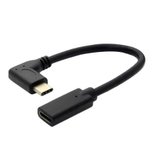 China Schwarze Farbe USB 3.1 Typ C Rechtwinkliger Stecker an Buchse USB C-Verlängerungskabel Hersteller
