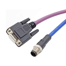 Chiny Dostosowany kabel DB9 Samoprzylepne złącze żeńskie M12 do kabla 9-pinowego PCV PUR producent