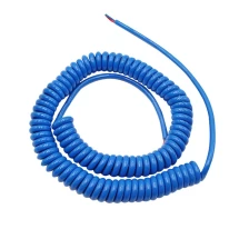 China Factory manufacture 2 core pvc pur pu sheath blue coiled lightning cable manufacturer