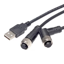 China M12 17 pin female right angle plug to A male usb connector cable manufacturer