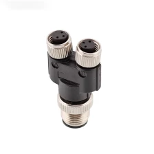 China M12 3 pin male to M8 two 3 pole female Y adapter connector manufacturer