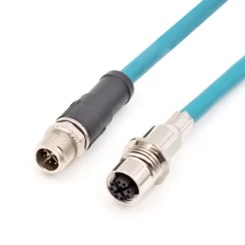China M12 4 core 8 core pair twisted x coded panel mount connector ethernet RJ45 shield cable manufacturer