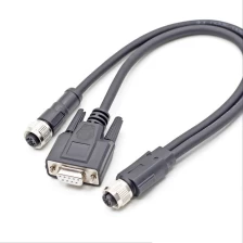 China M12 4 pin 5 pin y type connector to DB9 DB15 DB25 connector cable length as customer request manufacturer