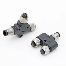 China M12 5 pin male to female T connector to M12 8 pin female Y connector manufacturer