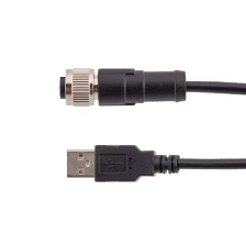 China M12 A B  D coding molded cable straight shielded 4 pin female to A male usb cable manufacturer